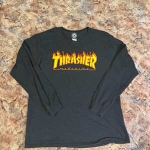 Thrasher Skate Flame long sleeve Tee Y2K Men's Size Large
